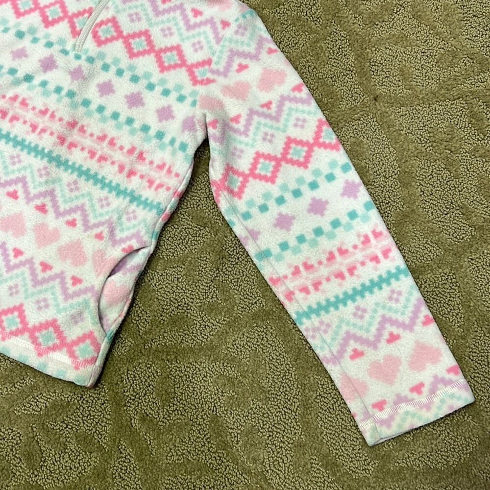 Children Place Girl 10/12 Purple Aqua Pink Heart Pattern Fleece w Pockets - Picture 5 of 11